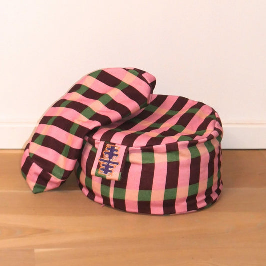 Meditatiekussen_hoes_Ceria_Bordeaux_Green_Pink_relax with willow